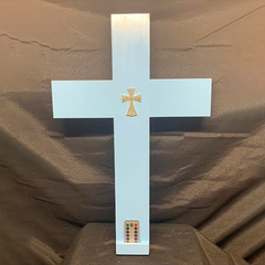 Lit Blue Wooden Cross with Remote